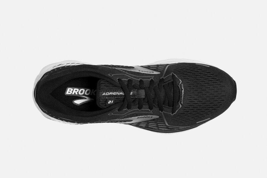 Brooks Running Shoes Mens Black/White - Adrenaline GTS 21 Road - 2045-LXTKN